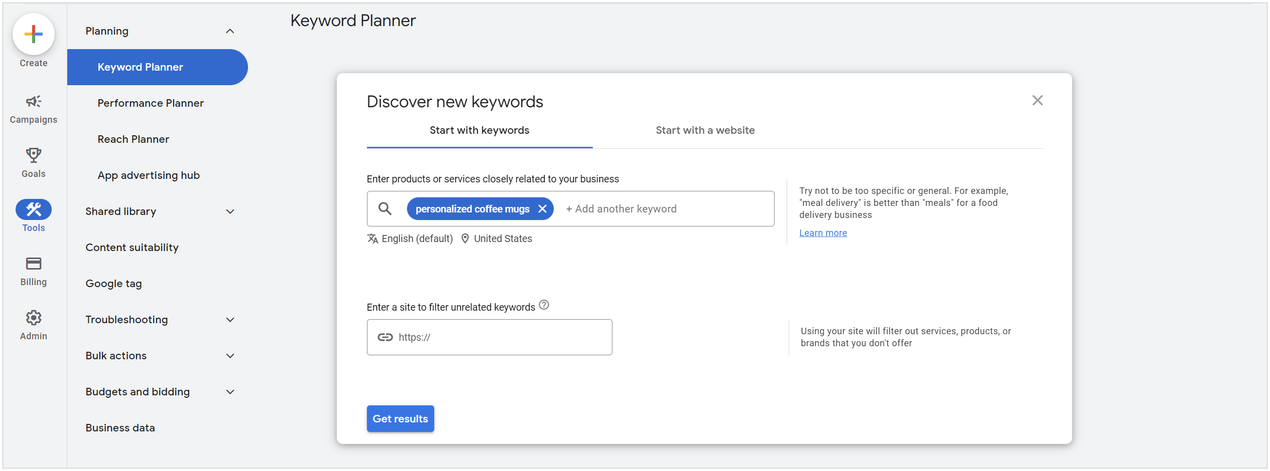 cara menemukan kata kunci niche dengan google keyword planner